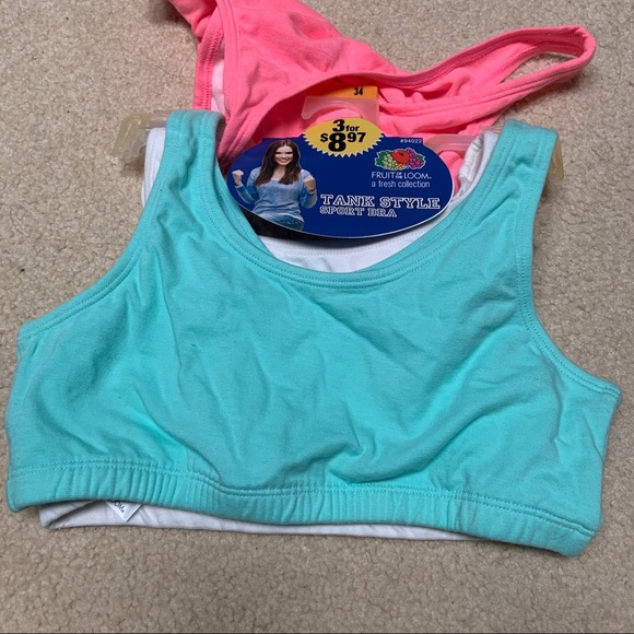 3 Pack of Fruit of the Loom Girls’ Tank Style Sports Bra NWT - Picture 4 of 6